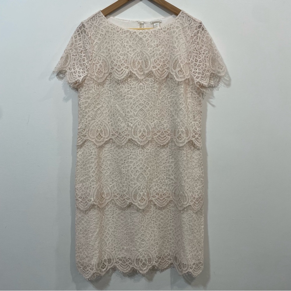 Sundance Catalog Julia Tiered Lace Embroidered Blush Pink Mini Dress Size M